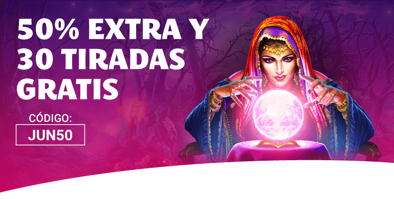 Un maravilloso 50% extra con 30 Tiradas Gratis en YoBingo